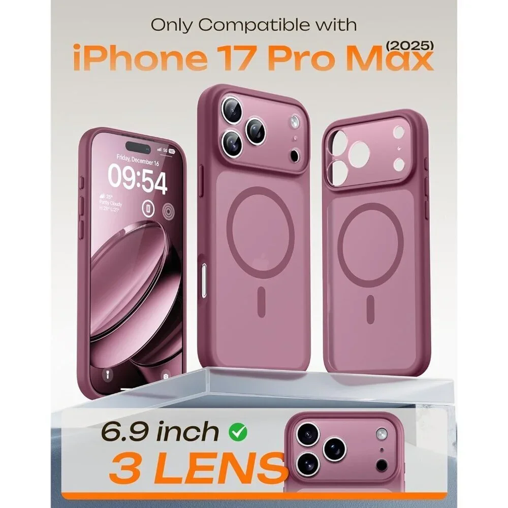 Plum Iphone 17 Pro Max Full Camera Protection Translucent Matte Phone Case